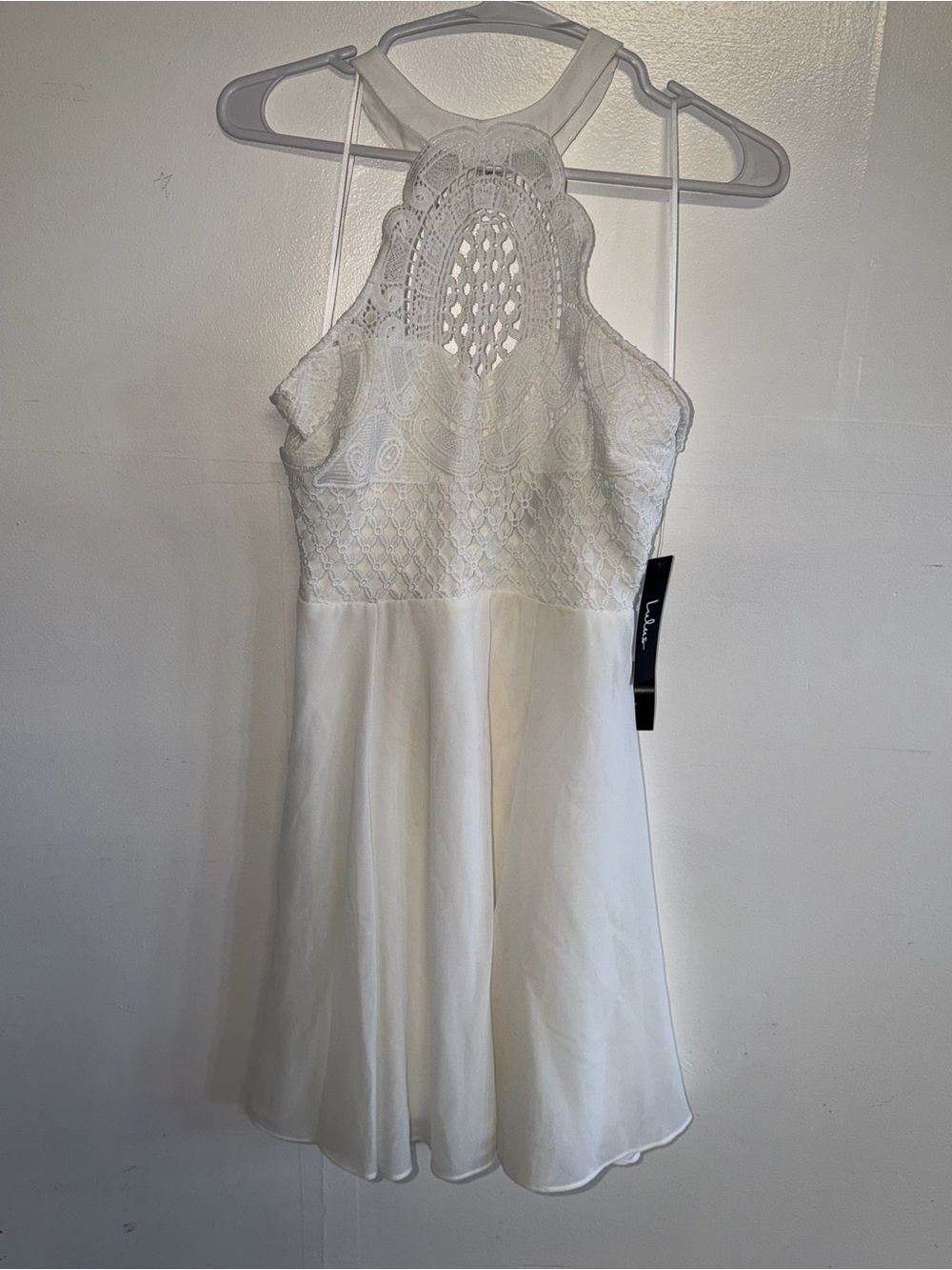 Windsor White Crochet Halter Dress